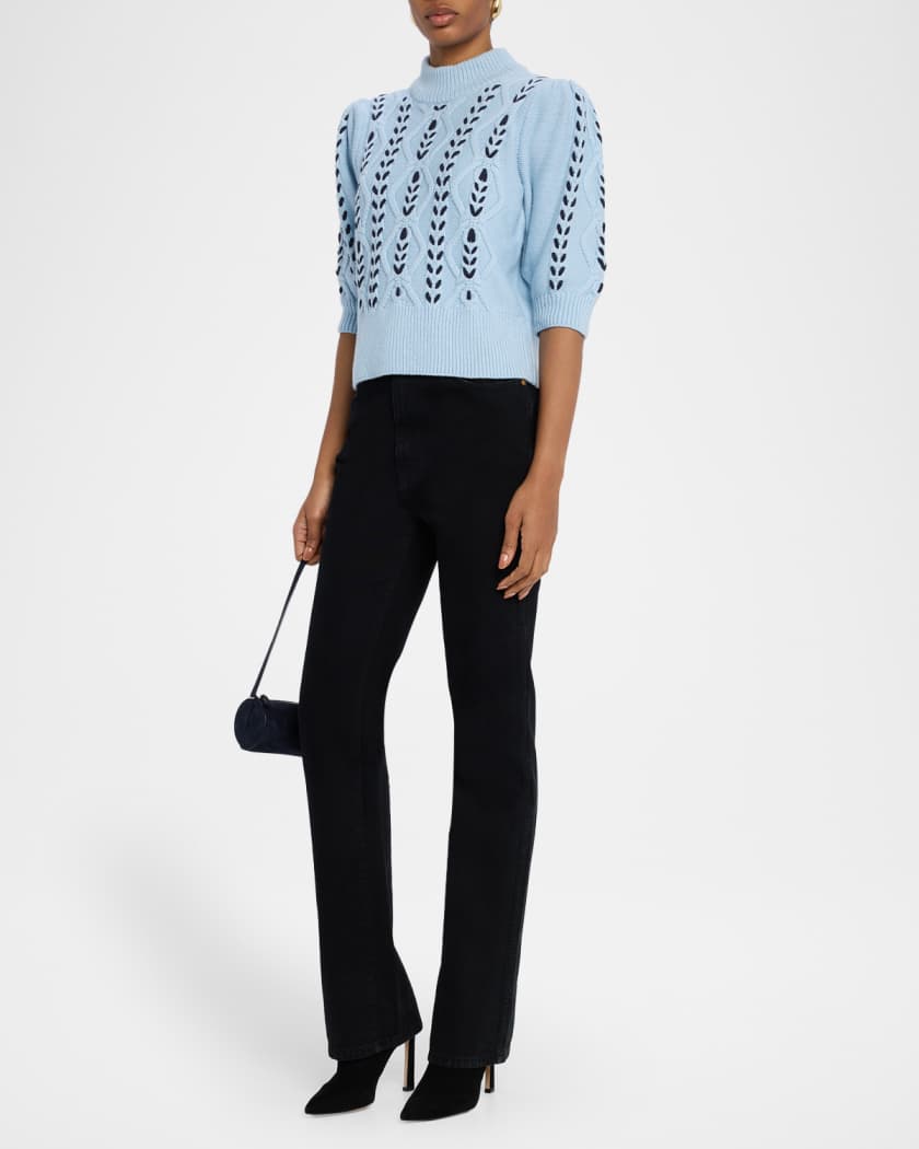 Addy Laced Cable-Knit Mock Sweater