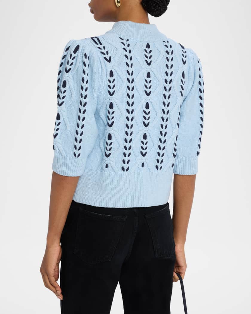 Addy Laced Cable-Knit Mock Sweater