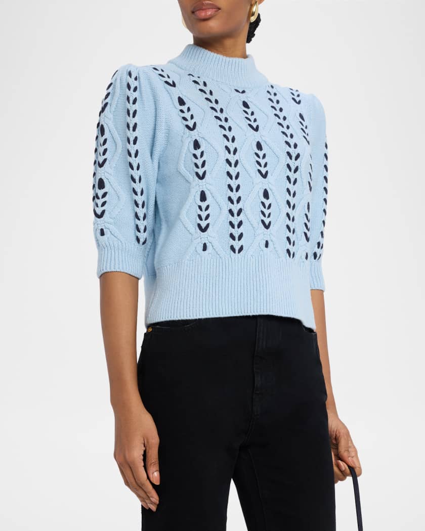 Addy Laced Cable-Knit Mock Sweater