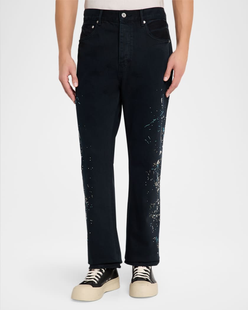 Men's Beaded Splatter Five-Pocket Pants