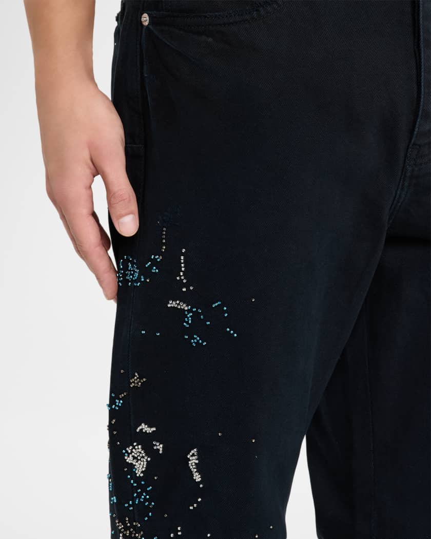 Men's Beaded Splatter Five-Pocket Pants