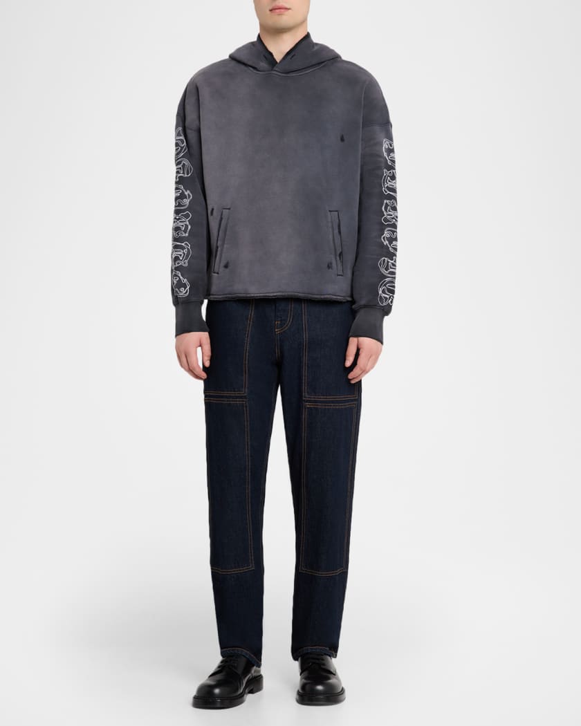 Men's Heavyweight Cotton Sleeve-Logo Hoodie