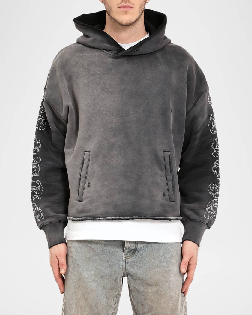 Men's Heavyweight Cotton Sleeve-Logo Hoodie