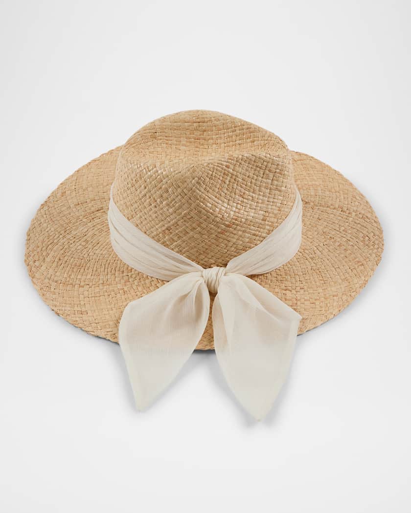 Emmanuelle Raffia Wide-Brim Fedora