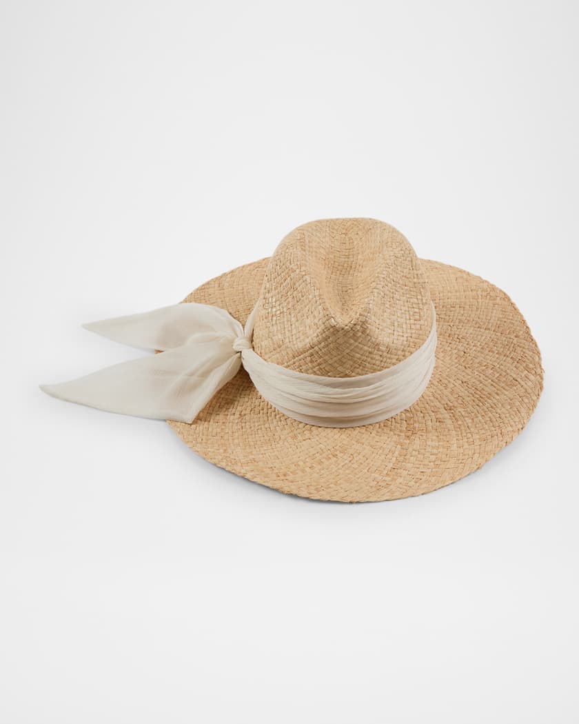 Emmanuelle Raffia Wide-Brim Fedora