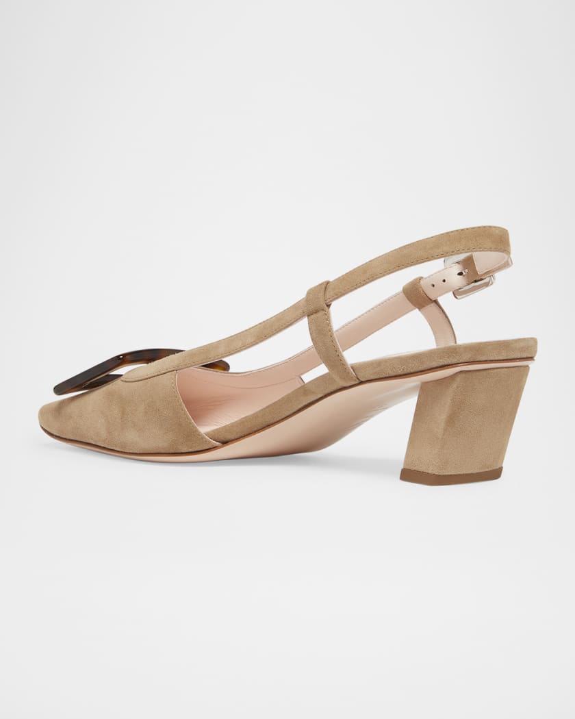 Belle Vivier Suede Turtle Slingback Pumps