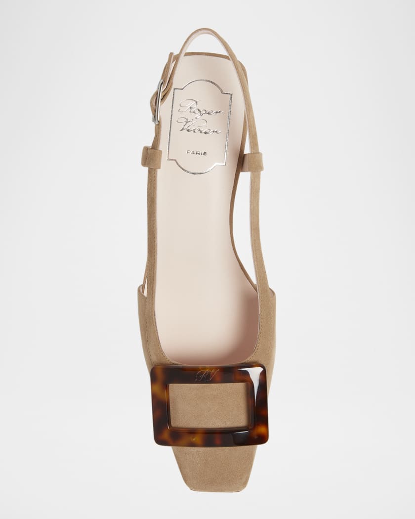 Belle Vivier Suede Turtle Slingback Pumps