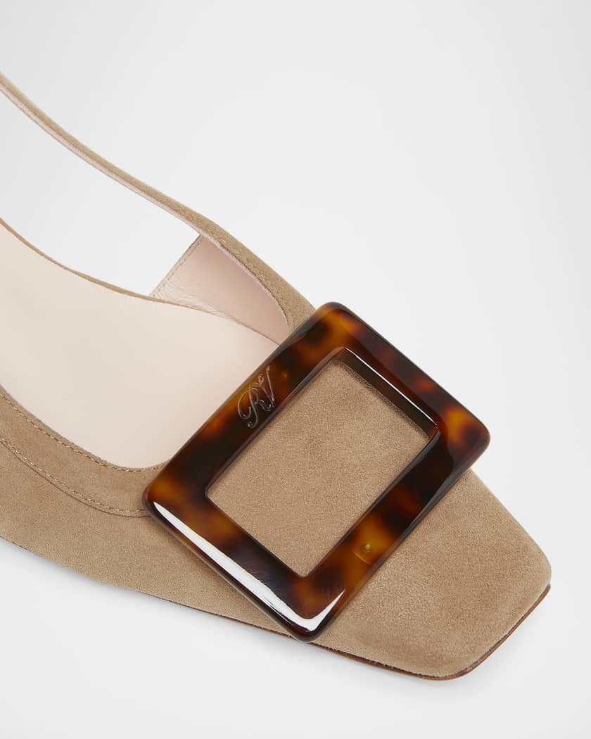 Belle Vivier Suede Turtle Slingback Pumps