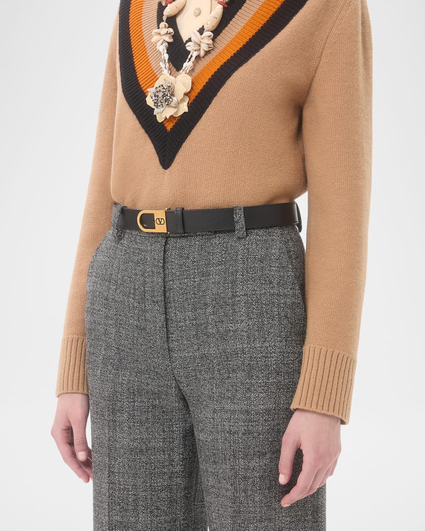 Valentino Garavani VLogo Signature Enameled Logo Leather