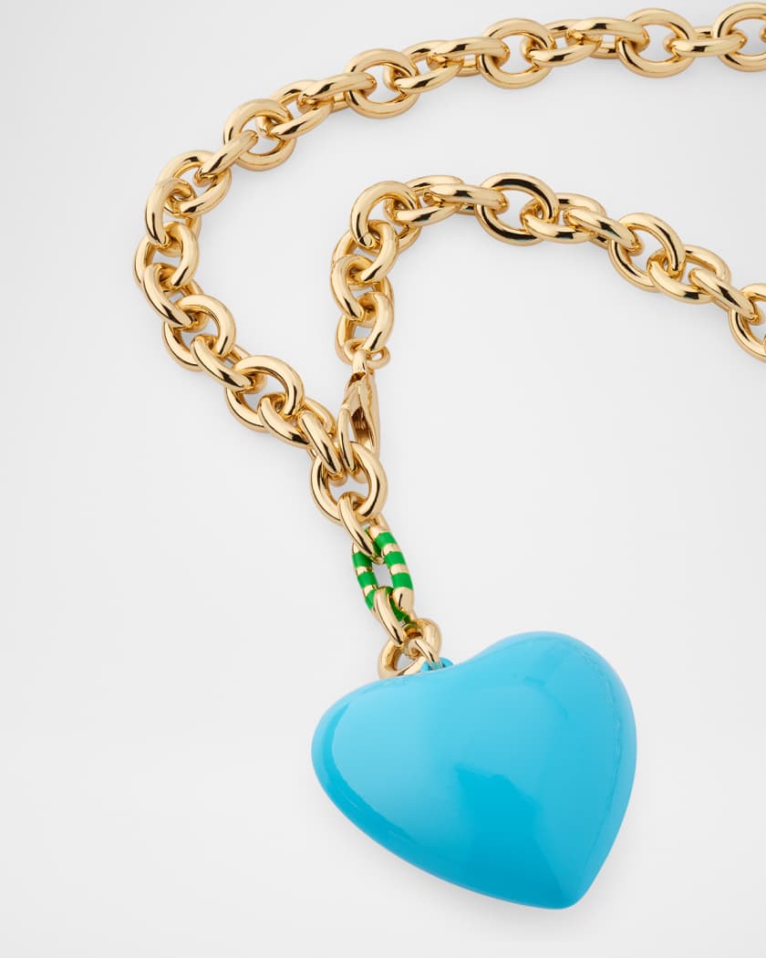 The Puffy Heart Necklace, Turquoise