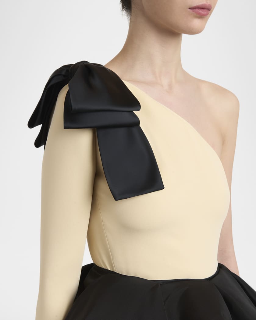 One-Shoulder Peplum Column Gown