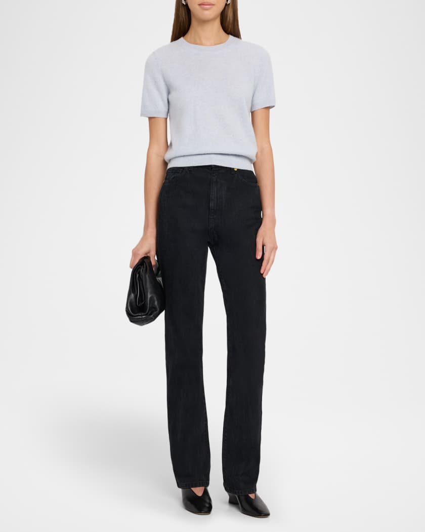 Cropped Crewneck Cashmere Pullover