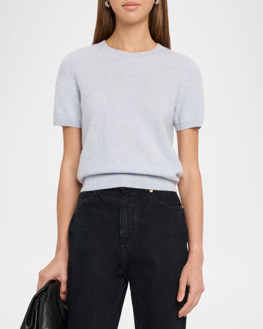 Cropped Crewneck Cashmere Pullover