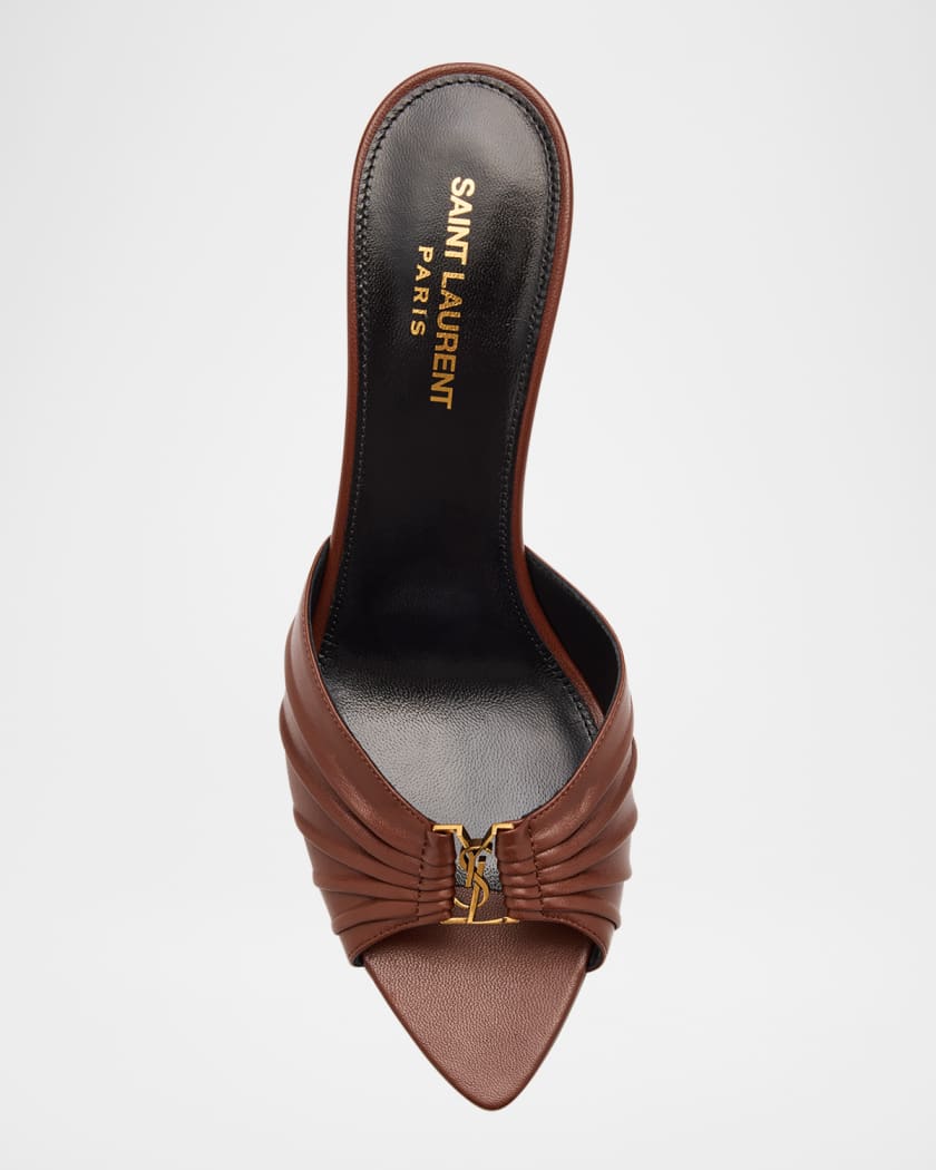 Babylone YSL Ruched Leather Mule Sandals