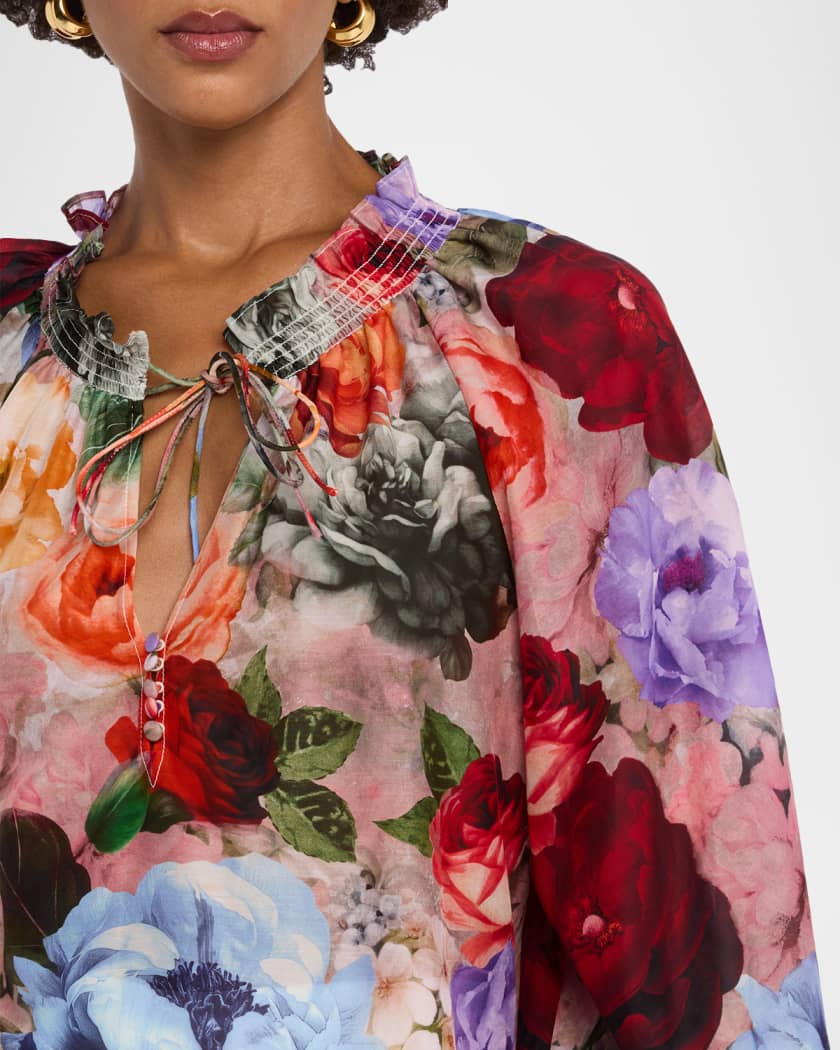 Norah Tie-Neck Peasant Blouse