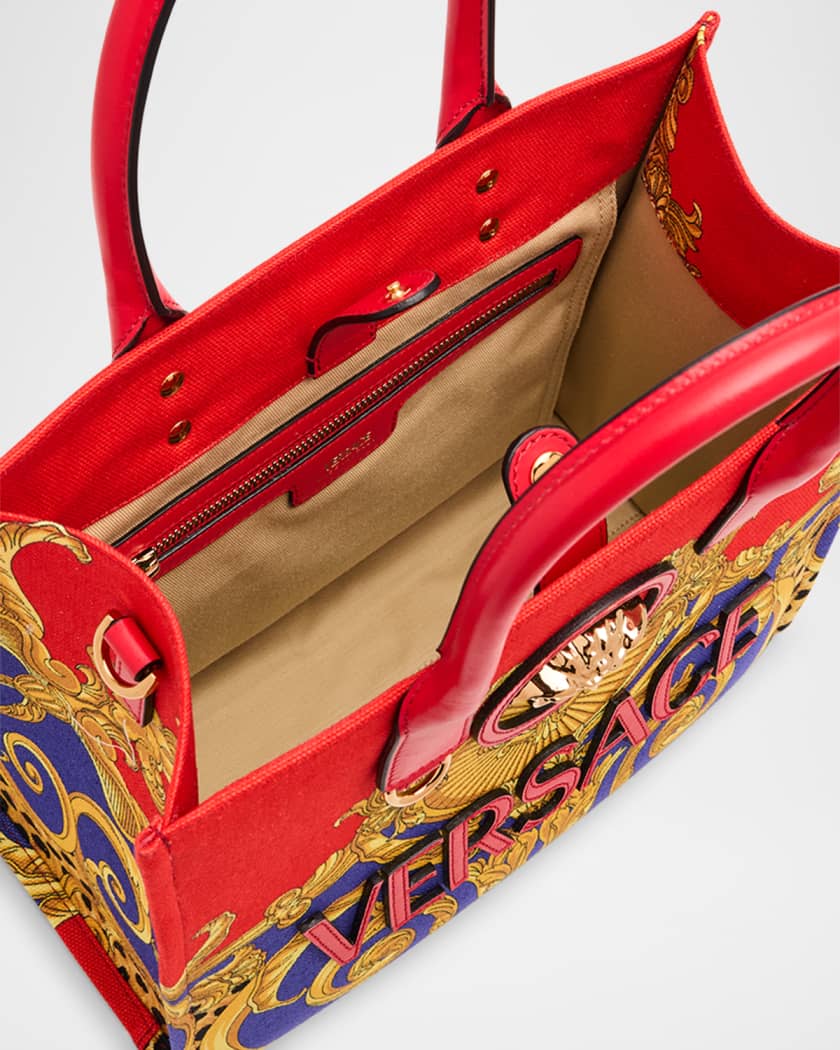 Versace La Medusa Small Printed Canvas Tote Bag | Neiman Marcus