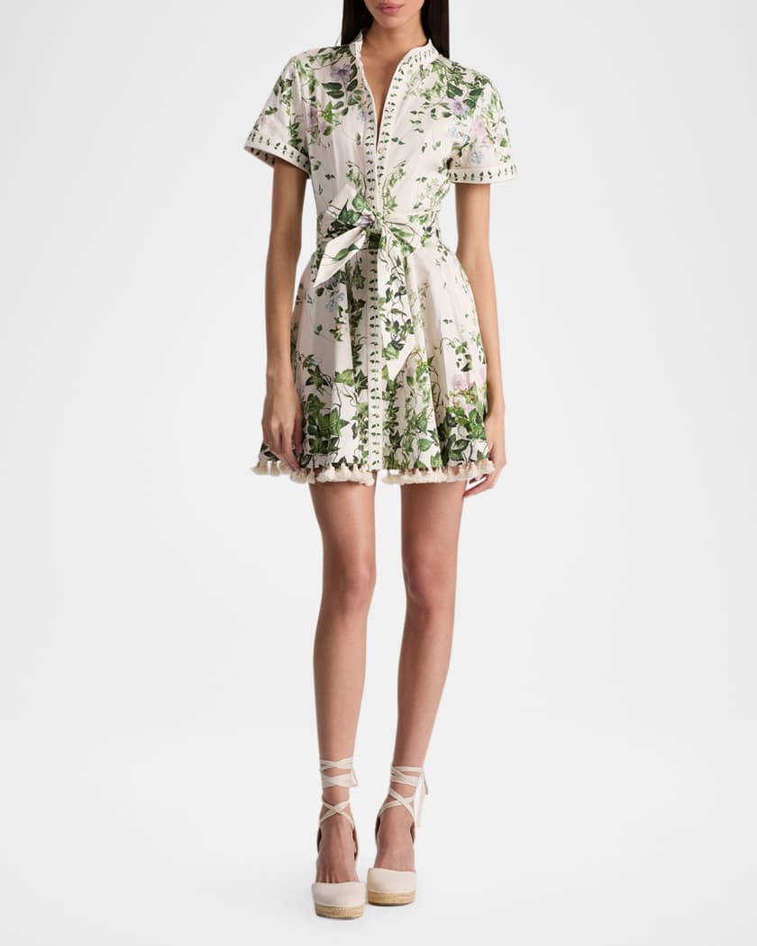 Lucy Ivy Romance Roll-Sleeve Mini Shirtdress