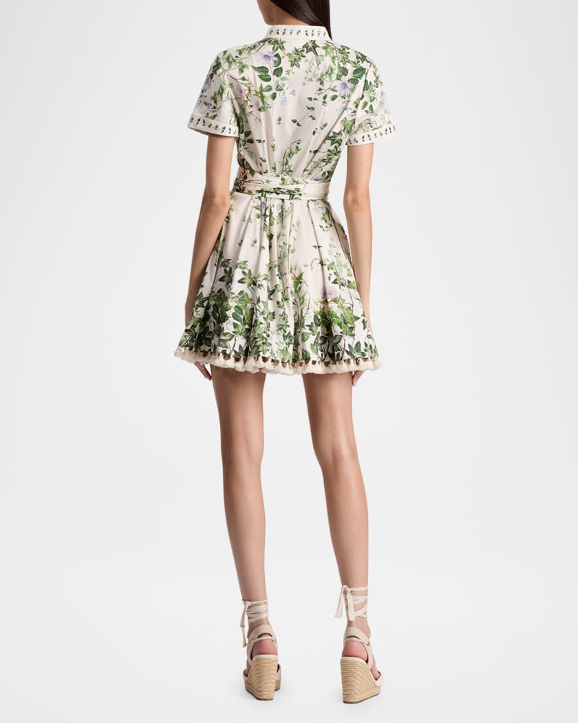 Lucy Ivy Romance Roll-Sleeve Mini Shirtdress