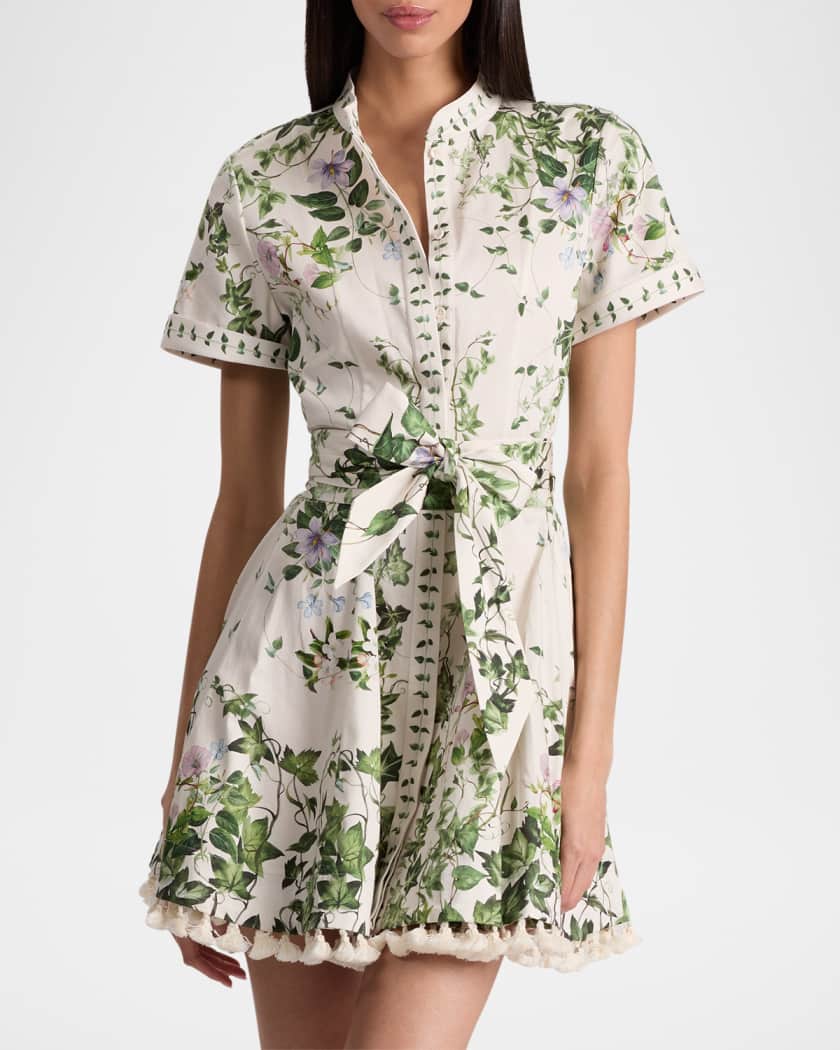 Lucy Ivy Romance Roll-Sleeve Mini Shirtdress