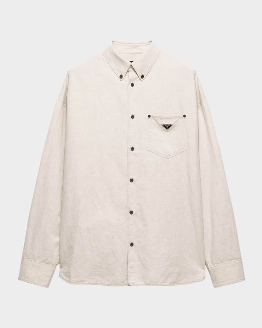 Prada Men's Long-Sleeve Chambray Shirt | Neiman Marcus