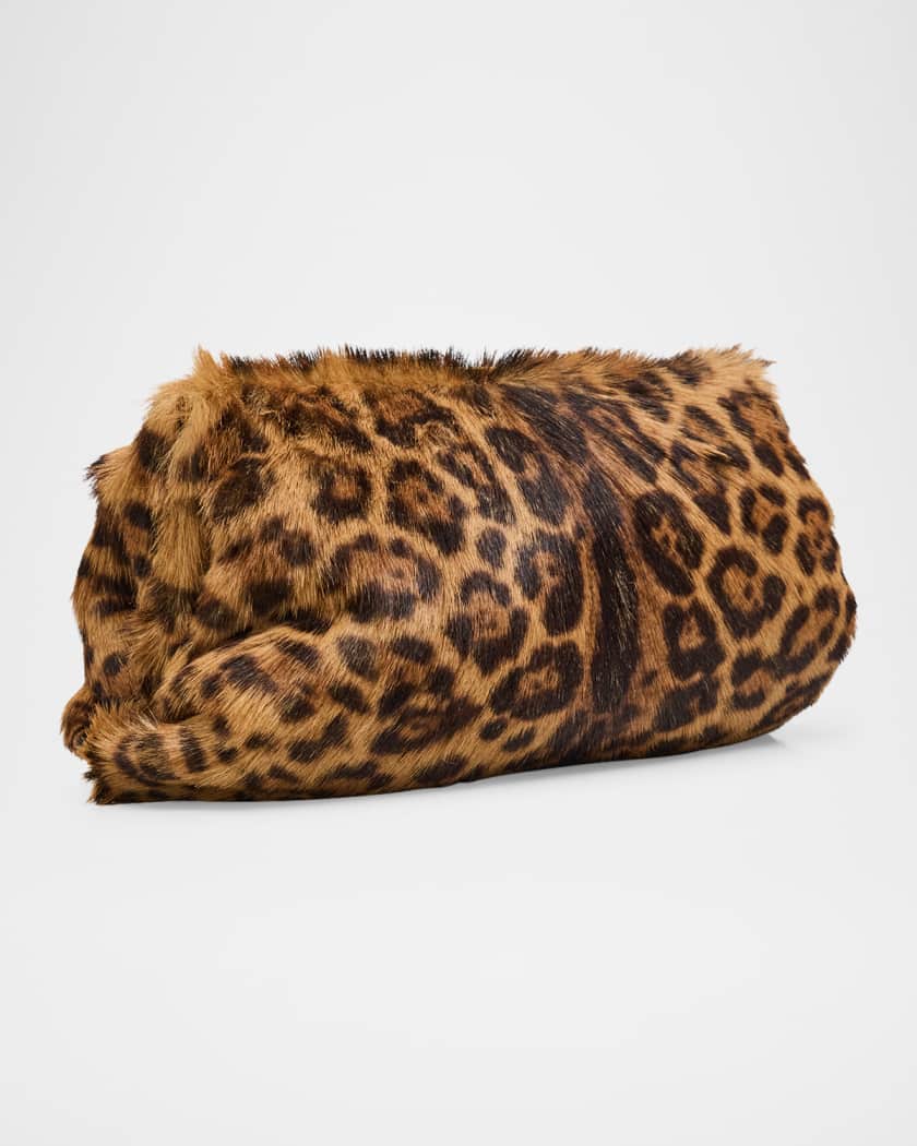 Pouch Clutch Bag in Leopard-Print Calf Hair