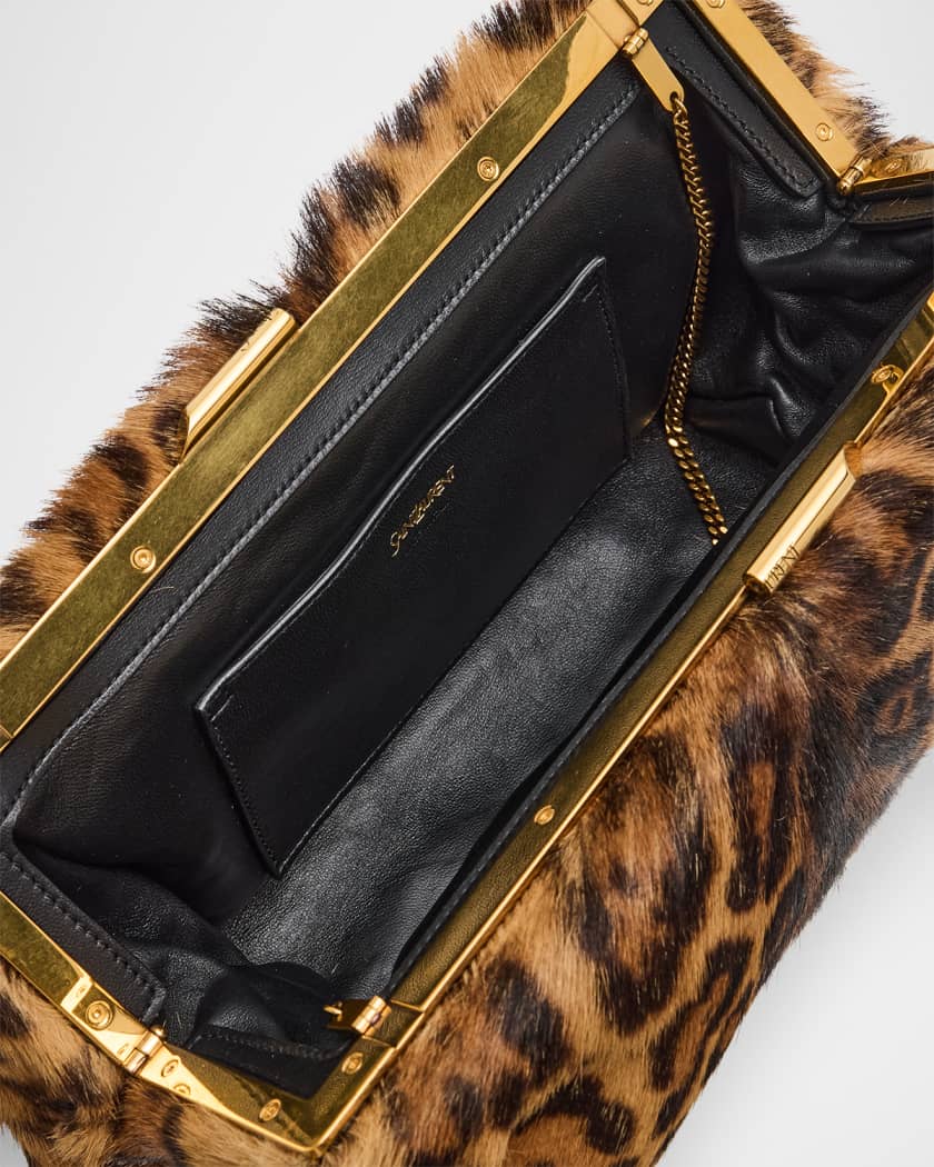 Pouch Clutch Bag in Leopard-Print Calf Hair