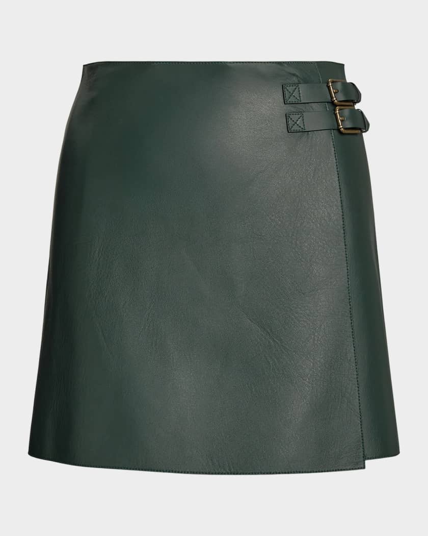 ・Ralph Lauren leather skirt ラルフ　レザー　スカート Ralph Lauren Collection Kyler Belted Leather Skirt | Neiman