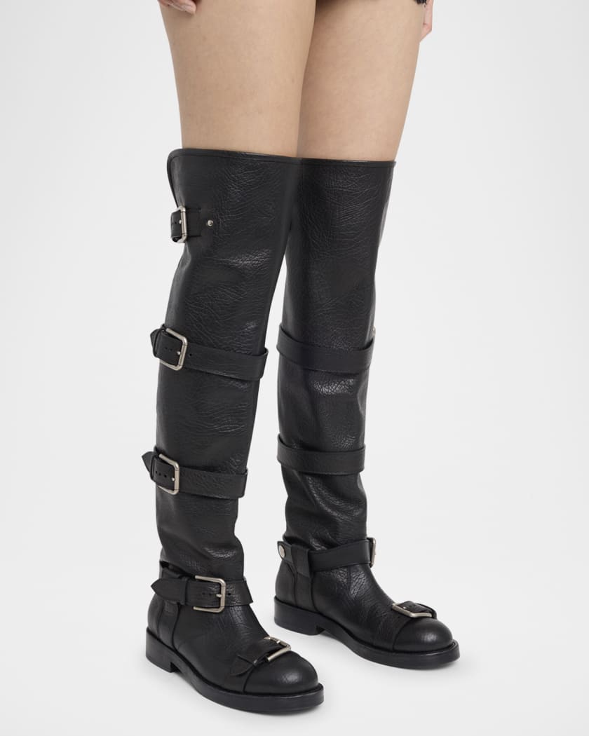 Leather Buckle Boots
