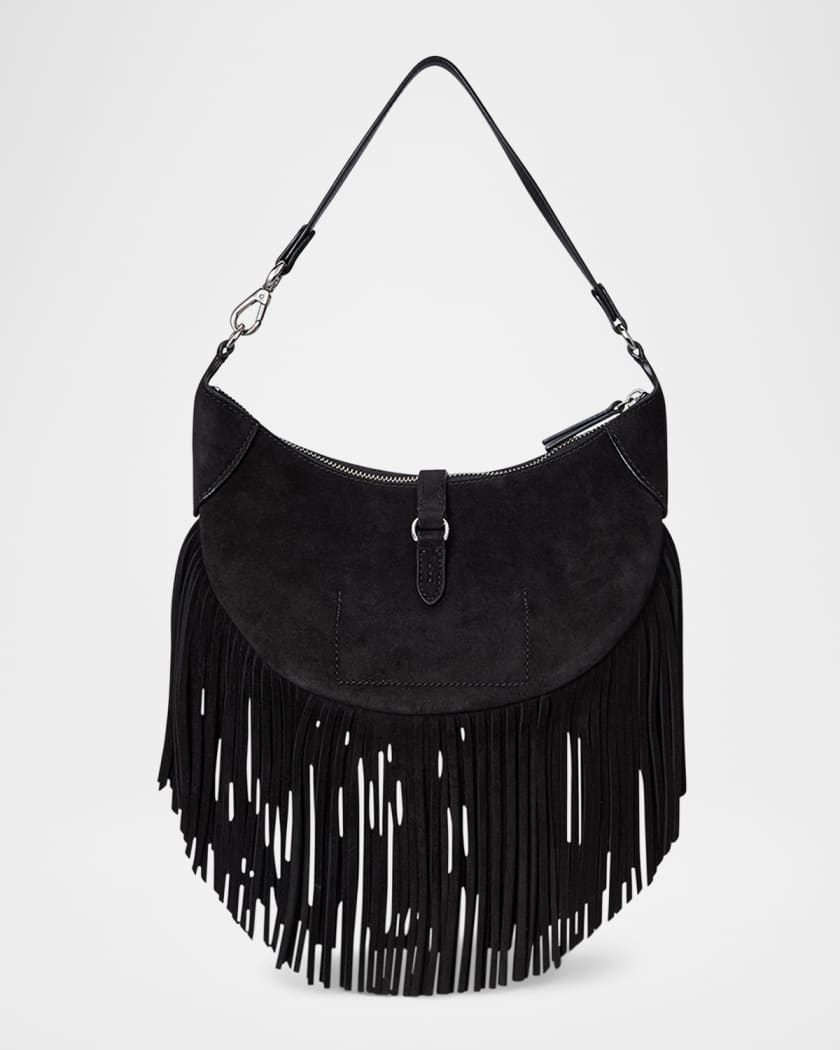 Polo ID Small Fringe Suede Shoulder Bag