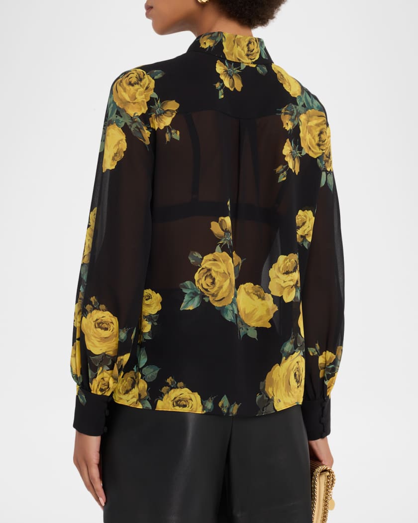 Candace Rosehips Blouson-Sleeve Buttoned Shirt