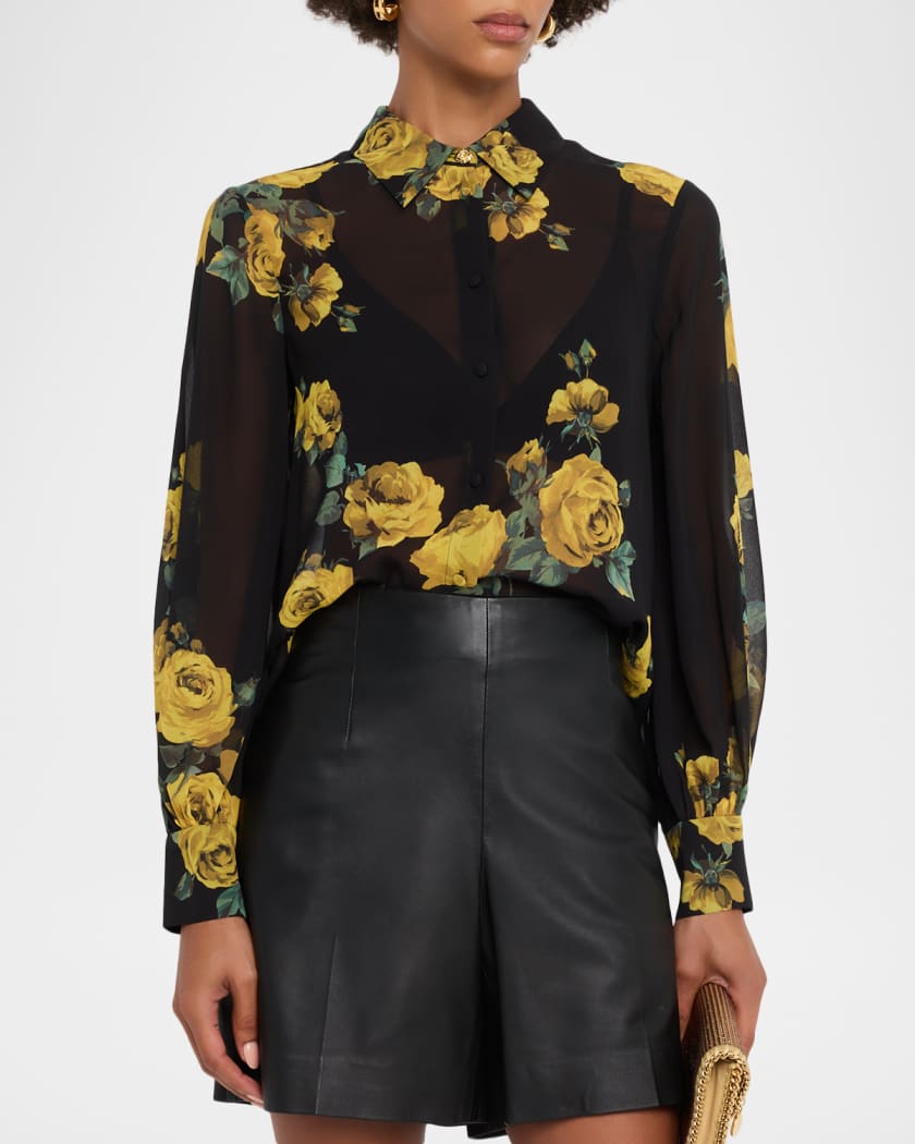 Candace Rosehips Blouson-Sleeve Buttoned Shirt