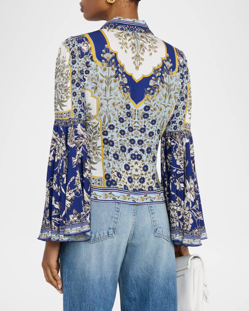 Willa Forevermore Fitted Bell-Sleeve Placket Top 