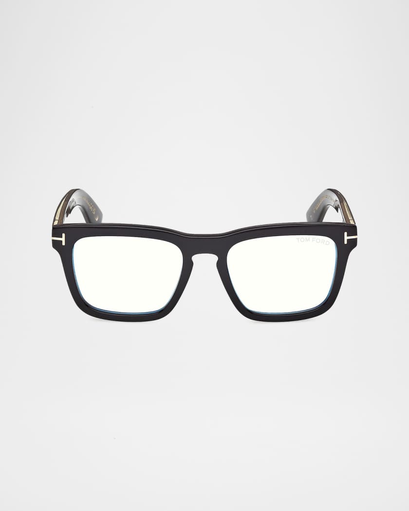 TOM FORD Men's Icon Square Acetate Blue Block Optical Glasses with