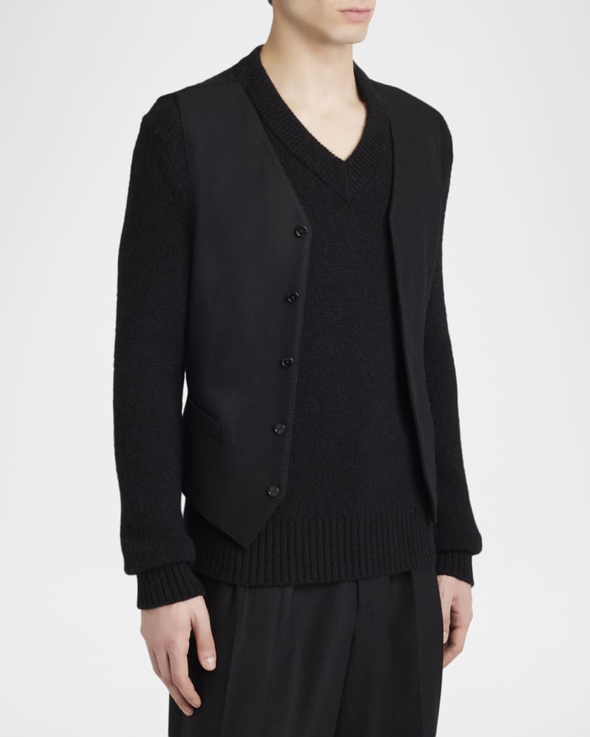 Dolce&Gabbana Men's V-Neck Knit Cardigan with Vest | Neiman