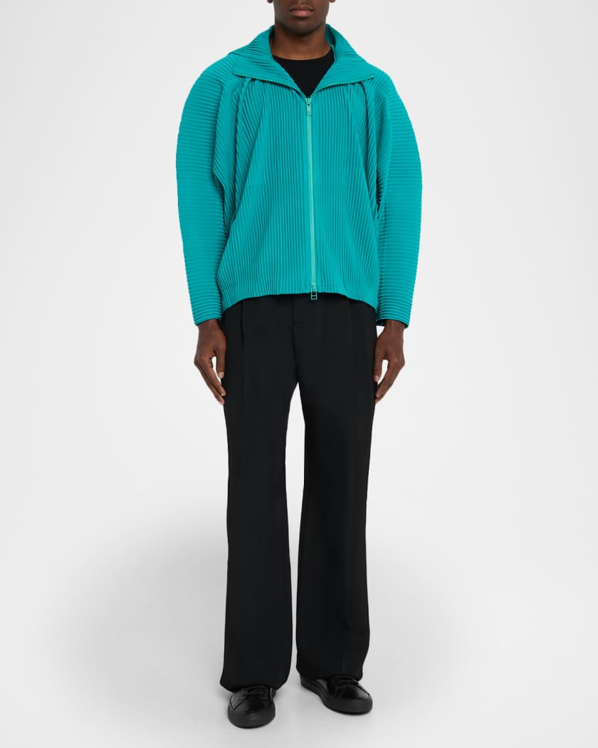 Homme Plisse Issey Miyake Men's Pleated Full-Zip Hooded
