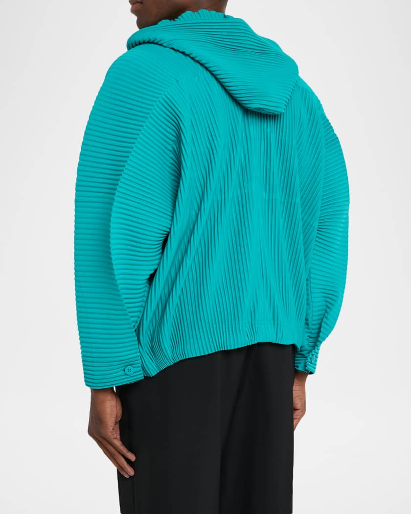 Homme Plisse Issey Miyake Men's Pleated Full-Zip Hooded