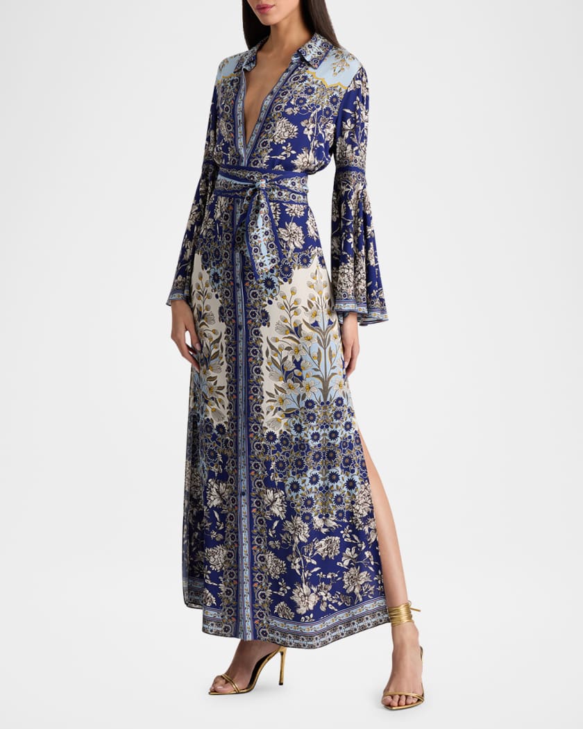 【Alice+Olivia】CHASSIDY ベルスリーブ マキシ丈 シャツドレス Alice + Olivia Chassidy Forevermore Bell-Sleeve Shirtdress