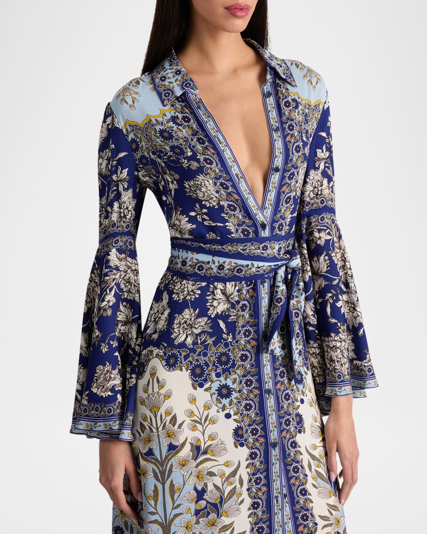 Alice + Olivia Chassidy Forevermore Bell-Sleeve Shirtdress
