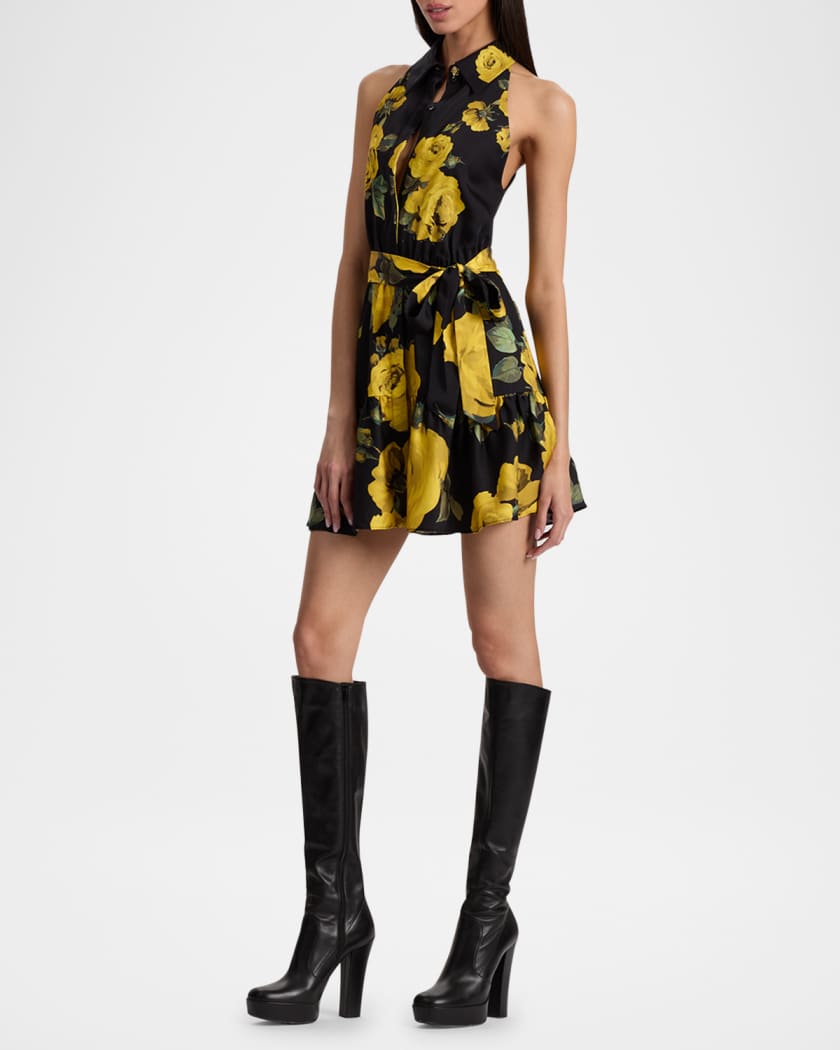 ALICE+OLIVIA 花柄プリント シャツドレス MIRANDA Alice + Olivia Miranda Halter Mini Dress | Neiman Marcus