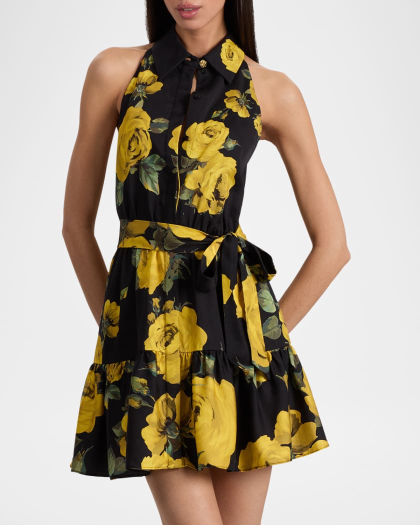ALICE+OLIVIA 花柄プリント シャツドレス MIRANDA Miranda Short Sleeve Tiered Maxi Dress In Dream Floral