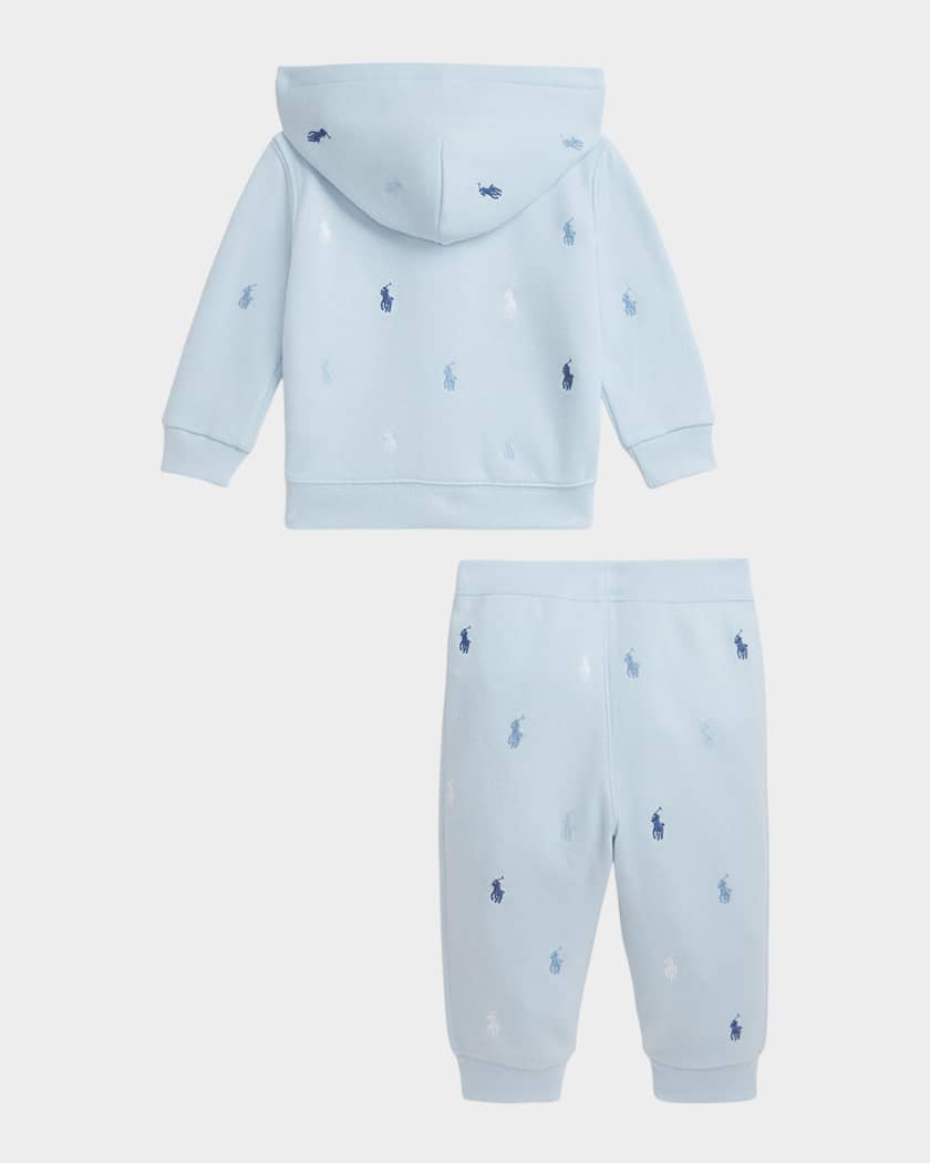 Boy's Magic Fleece Embroidered Pony Hoodie & Pants, Size 3M-24M