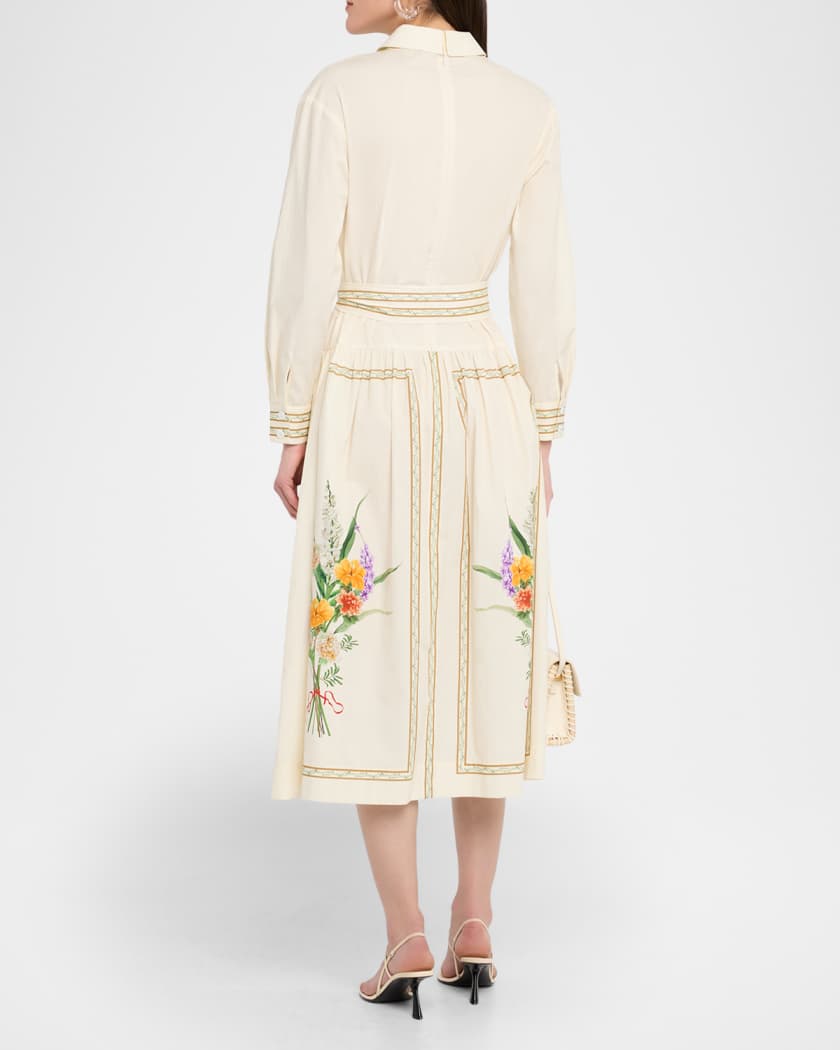 Floral-Print Cotton Midi Shirtdress