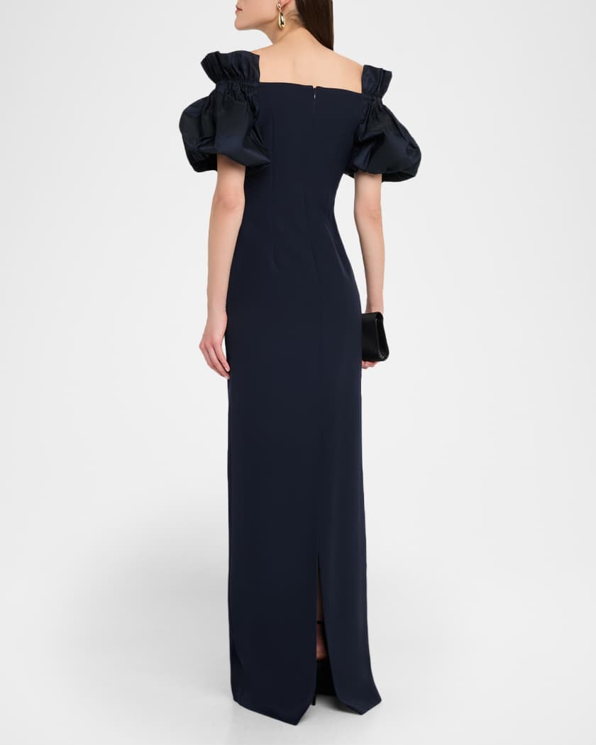 Off-Shoulder Crepe Column Gown