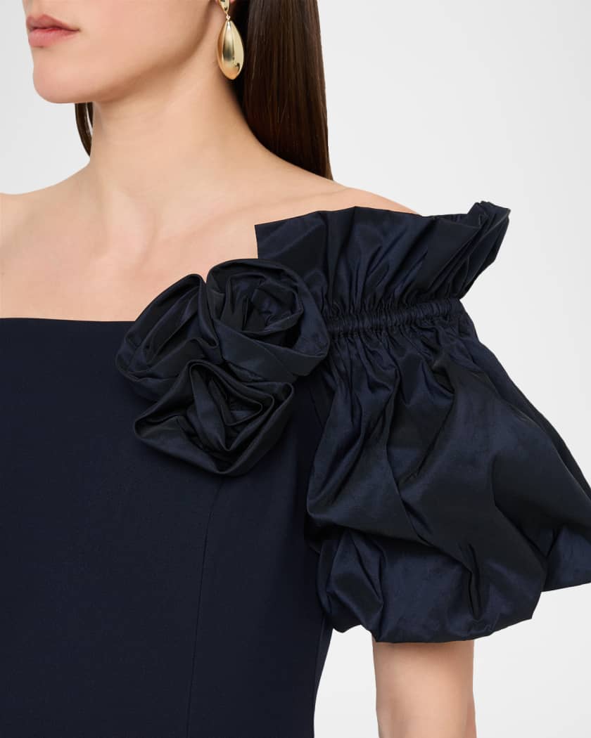 Off-Shoulder Crepe Column Gown