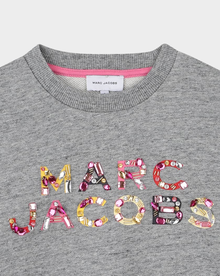 MARC JACOBS 刺繍ロゴ スウェット グレー Marc Jacobs Girl's Jeweled Logo Cotton Fleece Sweatshirt