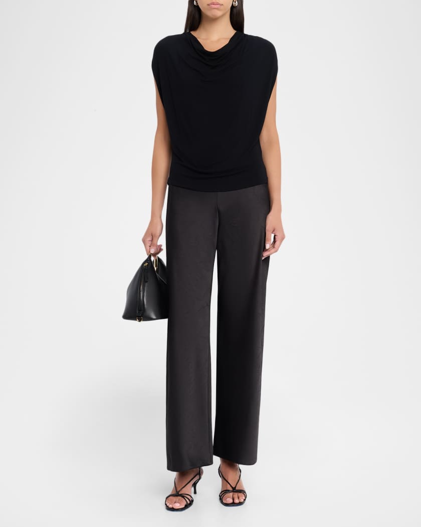 【Vince】 Drapedシルクサテントップ Vince Draped Cowl-Neck Top | Neiman Marcus