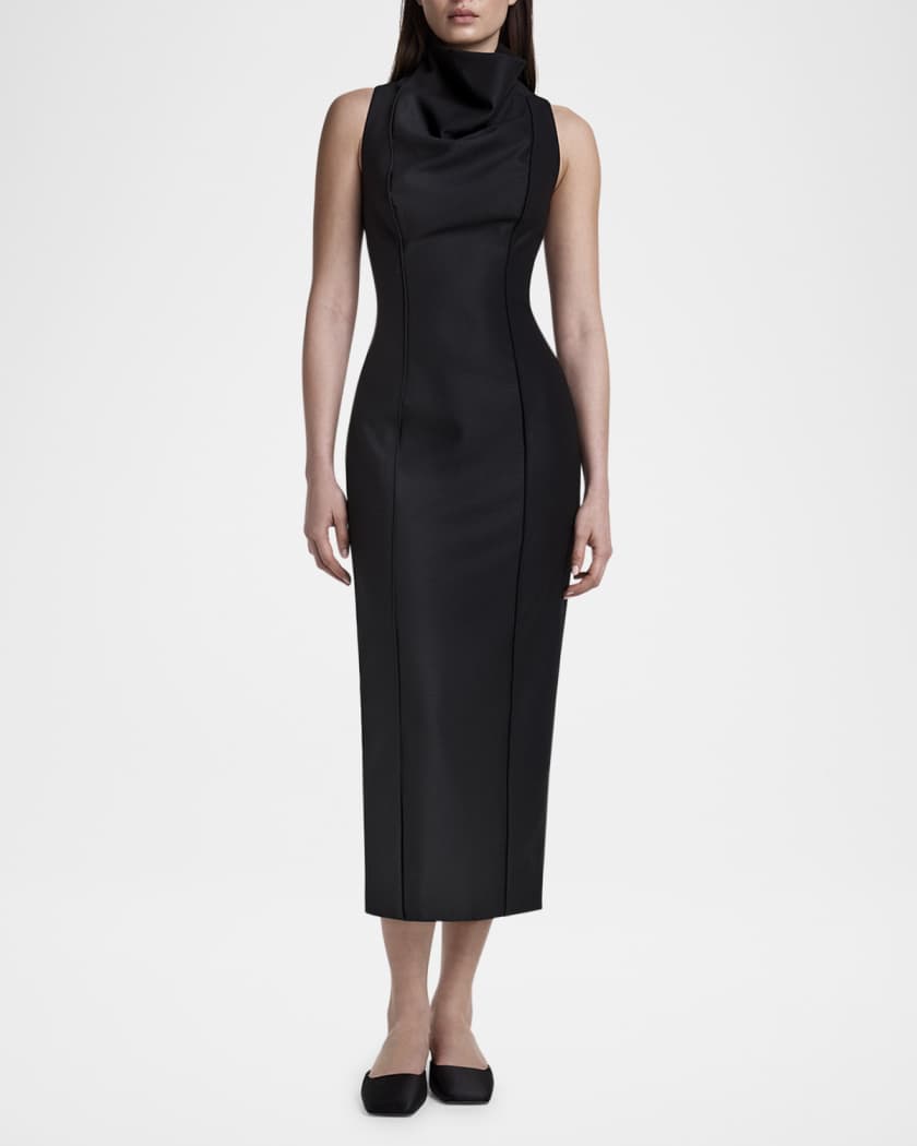 Funnel Neck Midi Dress