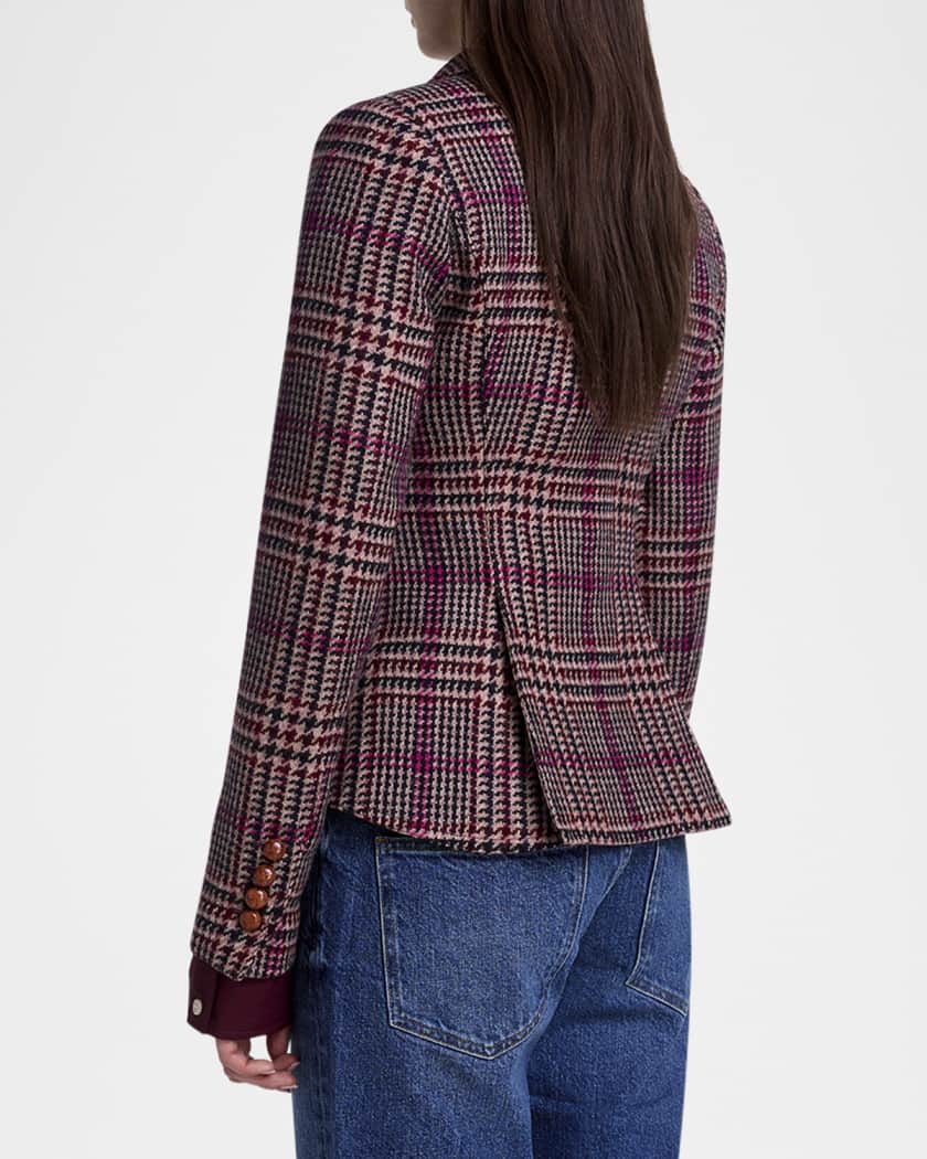 Houndstooth Wool One-Button Blazer