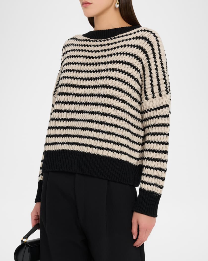 Ezor Fisherman's Rib Crewneck Sweater