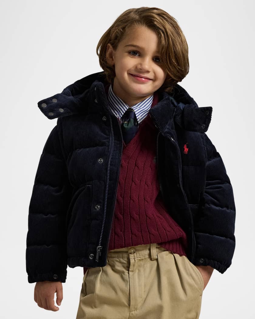 Boy's Convertible Corduroy Bomber Jacket, Size 2-7
